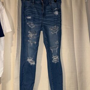 American Eagle Outfitters Ripped Blue Skinny Jeans